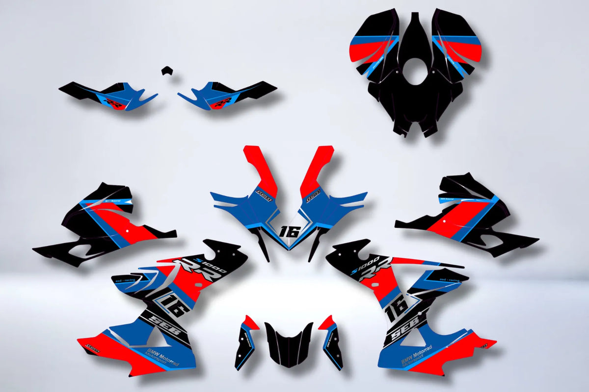 BMW S 1000 RR 2009-2011 graphics kit - RED BLUE