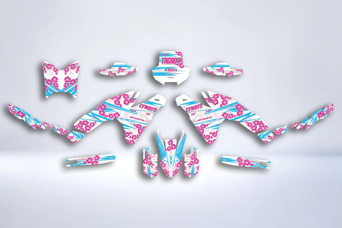 Graphics kit CF MOTO 450 MT 2024-2025 - FLOWER PINK & BLUE