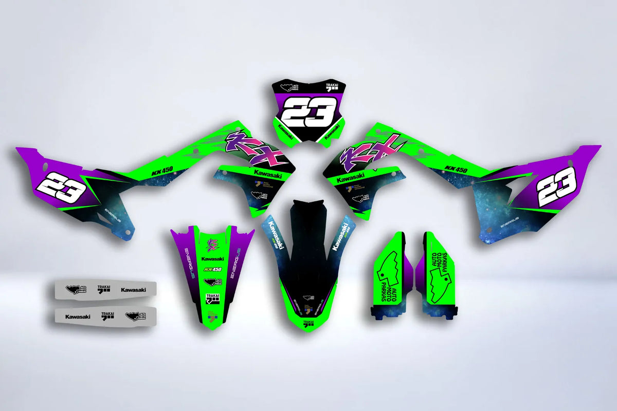 kit gráfico Kawasaki KXF 250 2021-2024 y KXF 450 2019-2023 - VEXTRIX