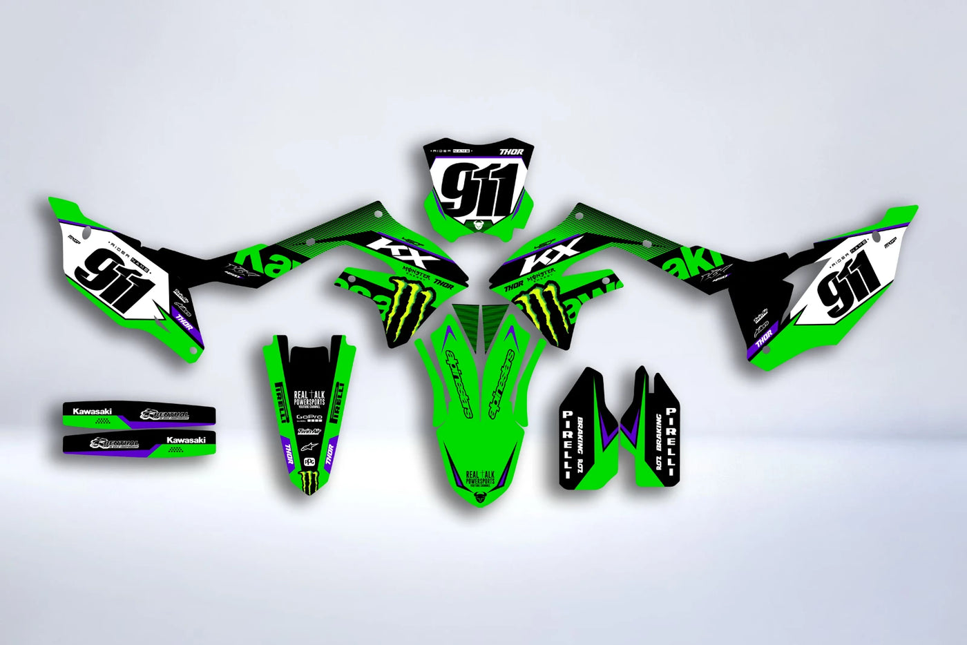 Kit Déco Kawasaki KXF 250 2021-2024 & KXF 450 2019-2023 - VORTRIX
