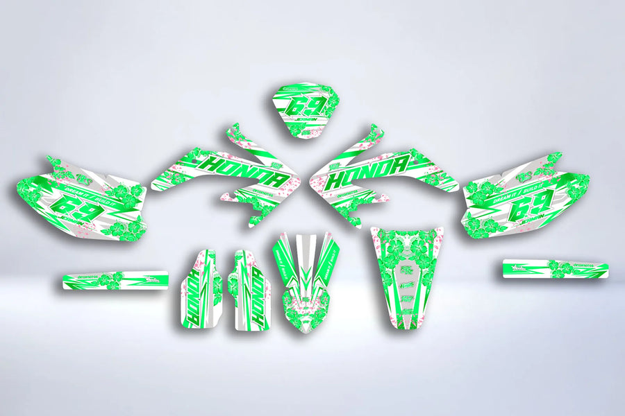 Kit grafiche HM Vent Derapage 50cc 2006-2025 - FLOWER VERDE