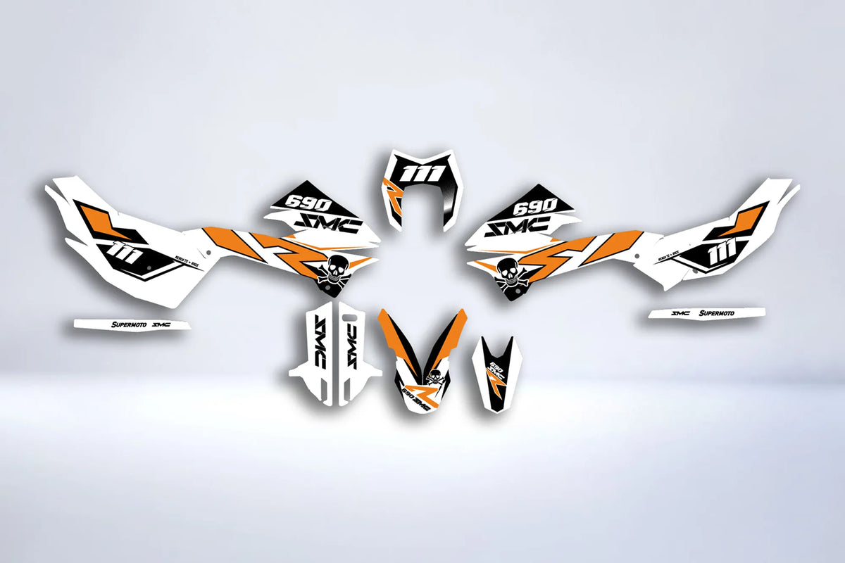 Kit de adhesivos KTM 690 SMCR 2012-2018 - NARANJA BLANCO