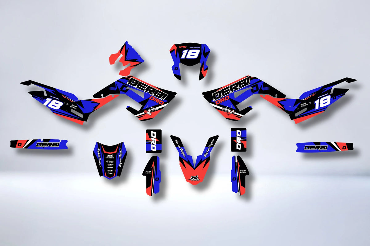 Dekor-Kit DERBI X-TREME / RACING 2018-2024 - ROT BLAU