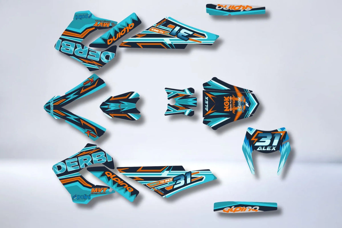 LIGHT BLUE Deco Kit – Derbi (Victoria Bull Tun’R fairings)