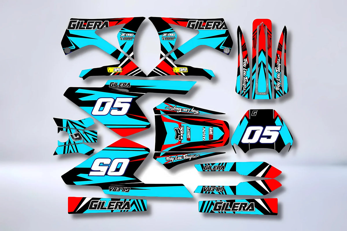 Graphics kit GILERA SMT / RCR BEFORE 2011 - TURQUOISE RED