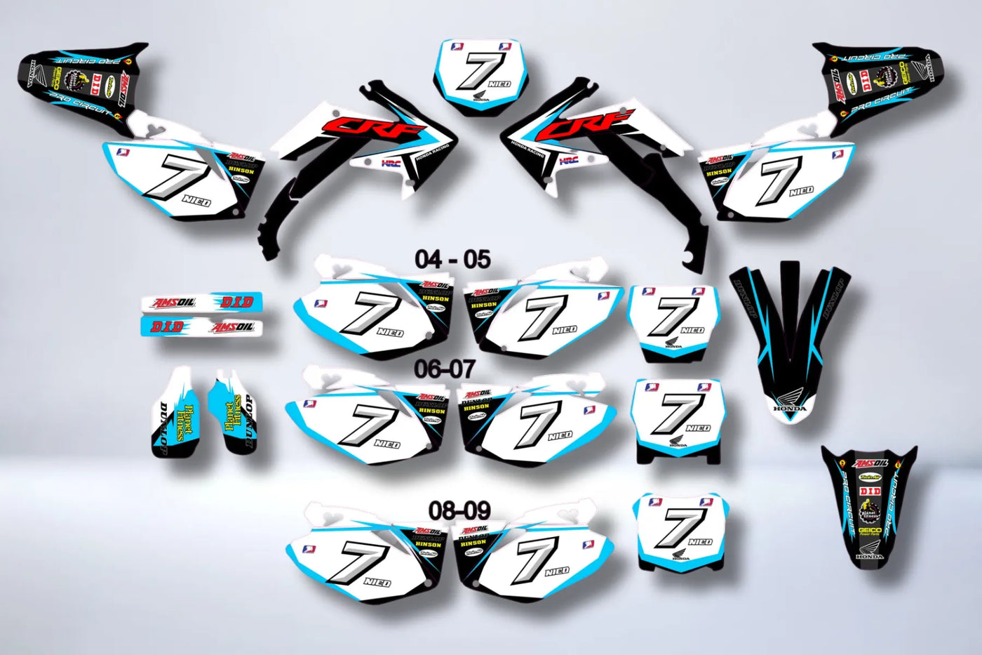 Kit déco HONDA CRF 250 2004-2009 WHITE BLUE