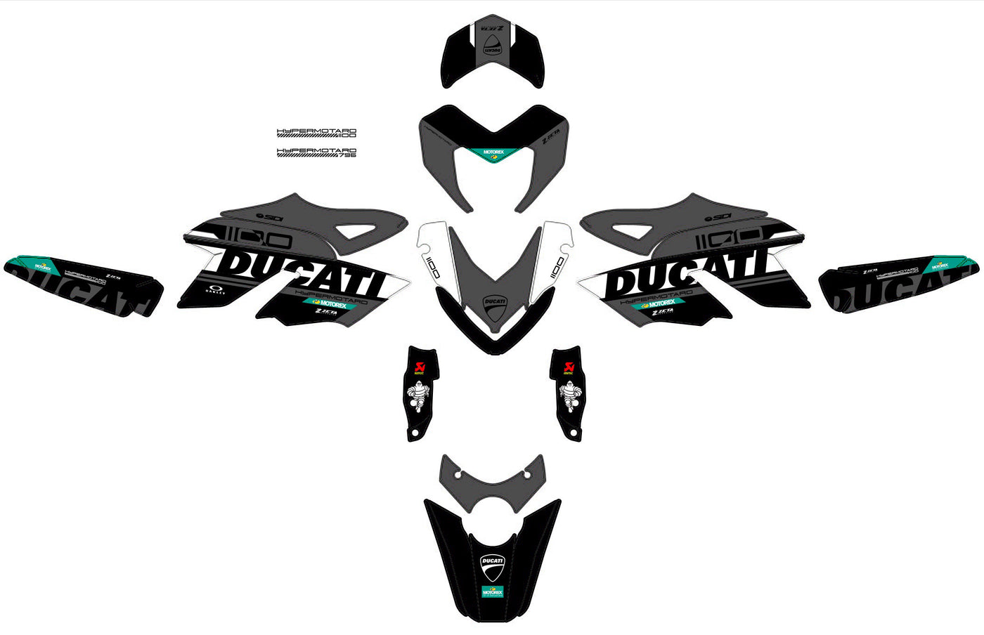 Ducati Hypermotard 796 1100 Deco Kit - GREY