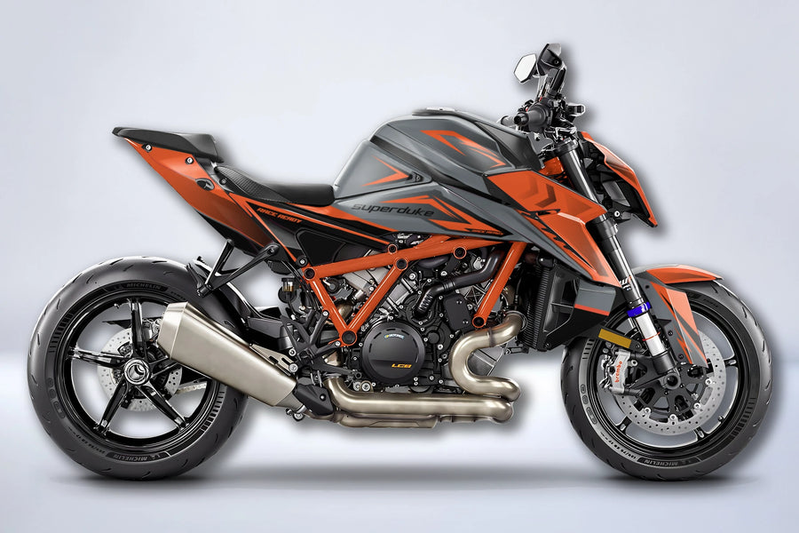 Kit déco KTM 1390 R SUPERDUKE 2024-2025 OURAGAN gris et orange