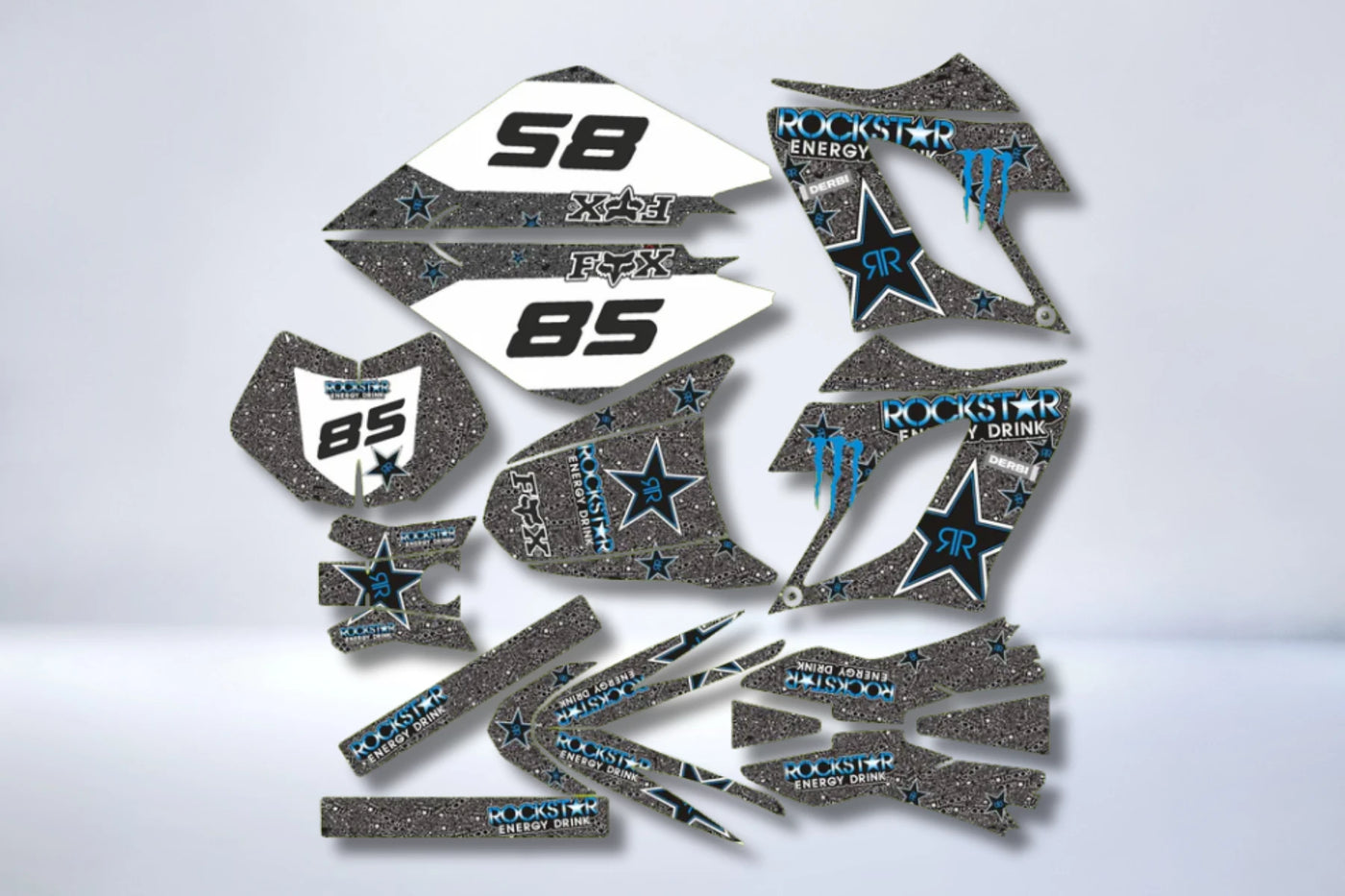 Dekor-Kit DERBI DRD RACING 2004-2009 - ROCKSTAR BLAU