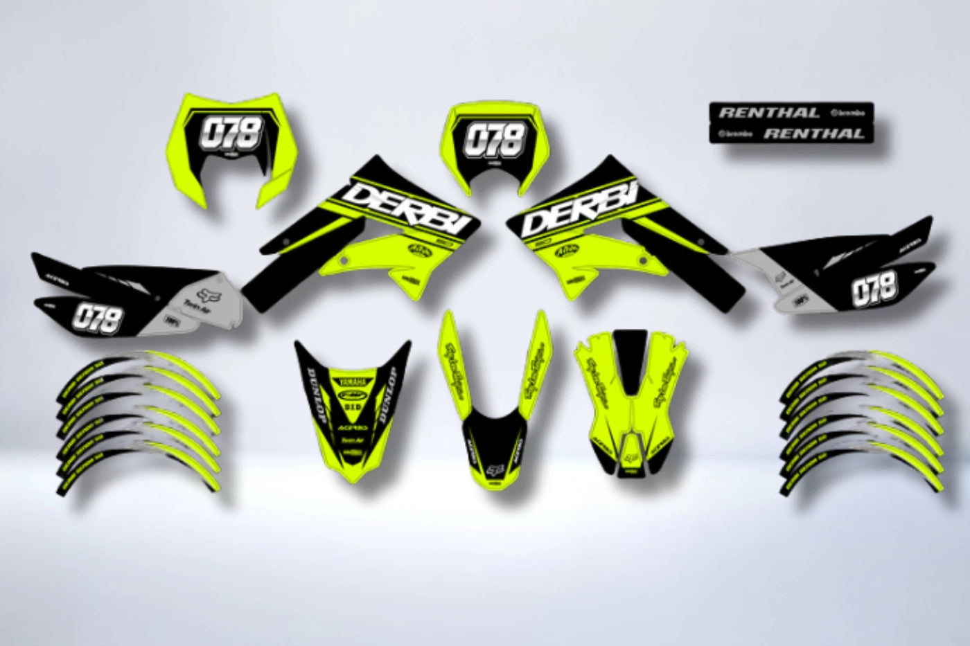Kit gráfico DERBI X-TREME / RACING 2011-2017 - AMARILLO