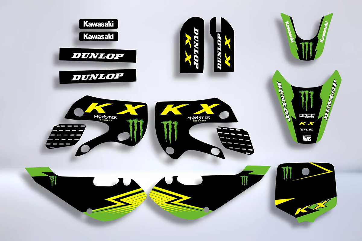 Dekor-Kit KAWASAKI KX 65 (2000-2013) KLX 110 (2000-2009) - MONSTER GELB