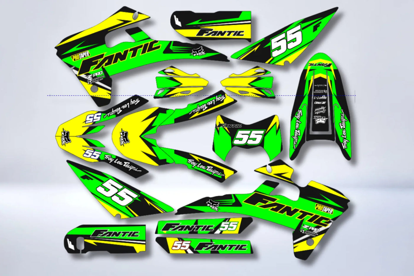 kit gráfico Fantic 50/125 XM / XE 2017-2022 - GREEN YELLOW