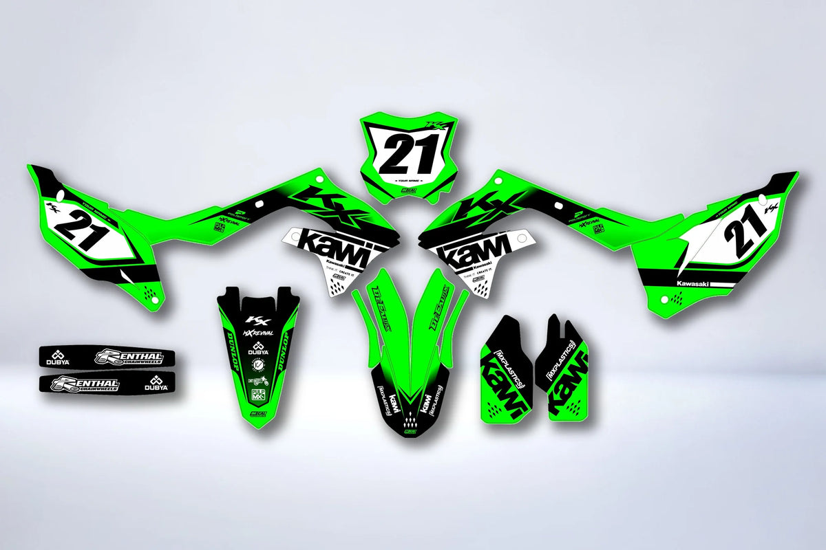 Kit autocolantes Kawasaki KXF 250 2021-2024 & KXF 450 2019-2023 - Zyvora