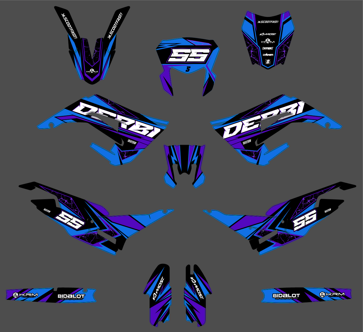 Dekor-Kit DERBI X-TREME / RACING 2018-2024 - PHANTYX