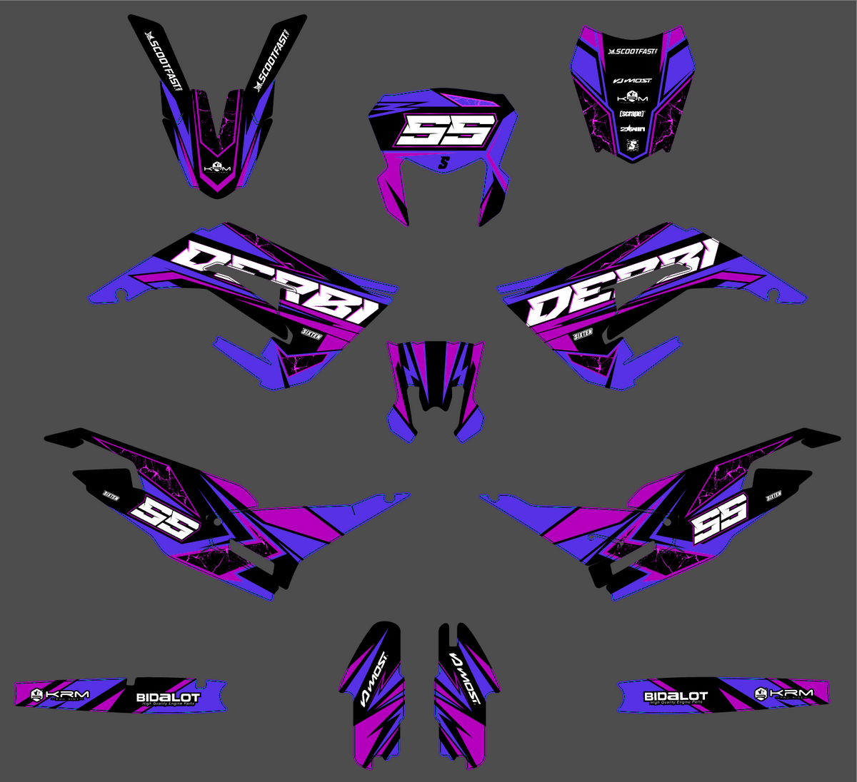 Dekor-Kit DERBI X-TREME / RACING 2018-2024 - PHANTYX