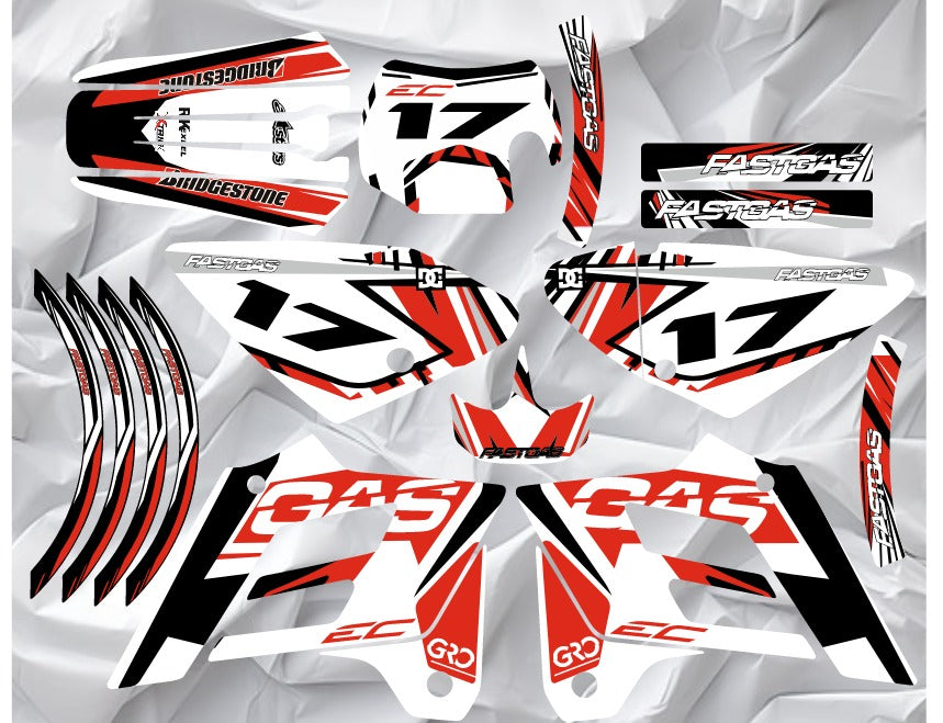 Graphics kit GAS GAS EC 2002-2006 WHITE & RED