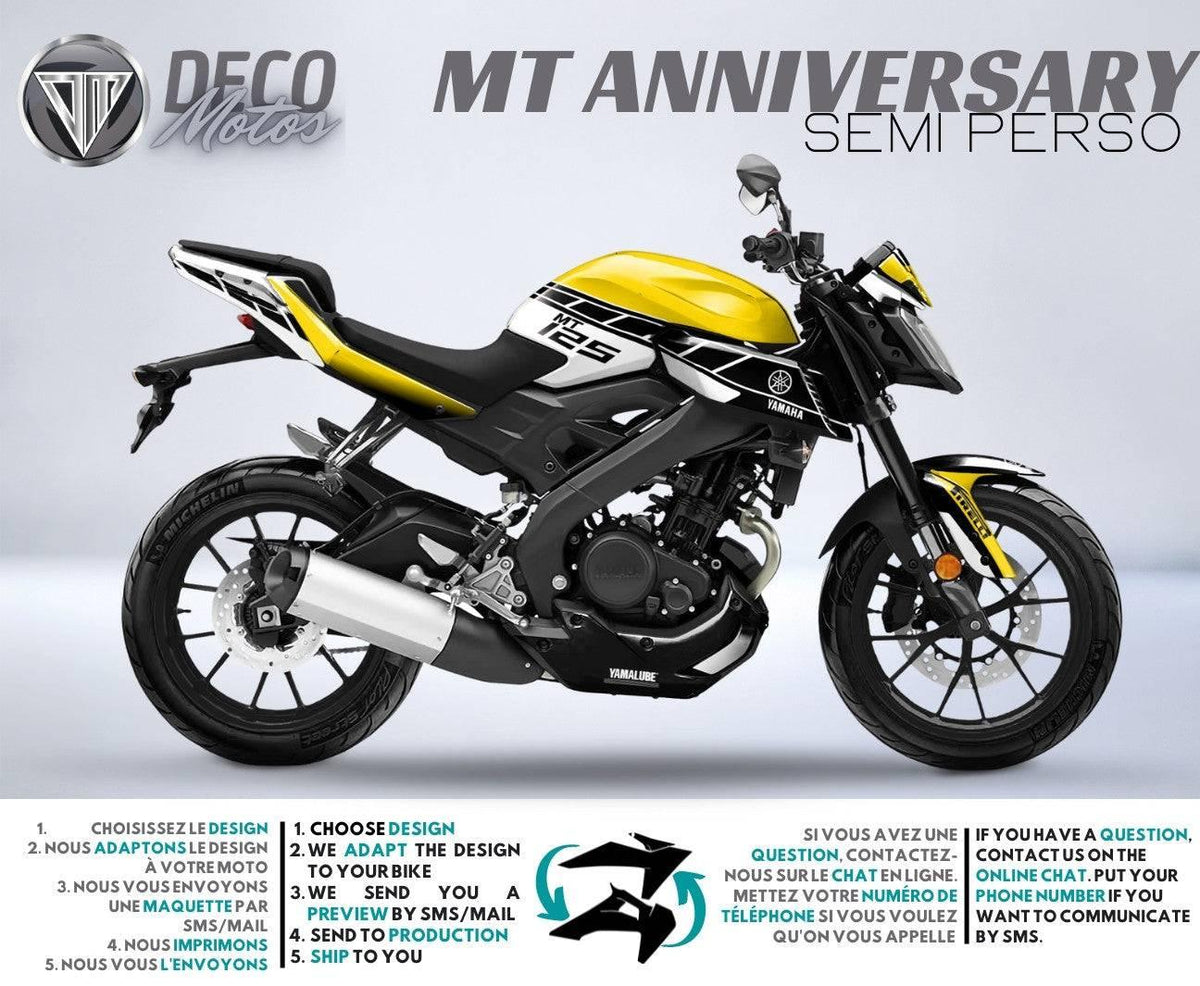 Kit Déco Yamaha MT 125 / MT 03 / MT 07 / MT 09 / MT 10 Semi-Personnalisé - ANNIVERSARY