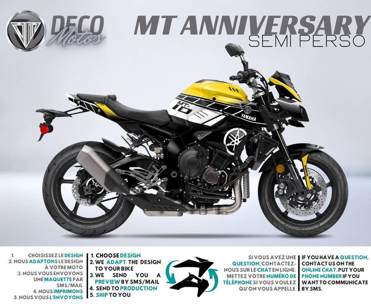 Kit Déco Yamaha MT 125 / MT 03 / MT 07 / MT 09 / MT 10 Semi-Personnalisé - ANNIVERSARY