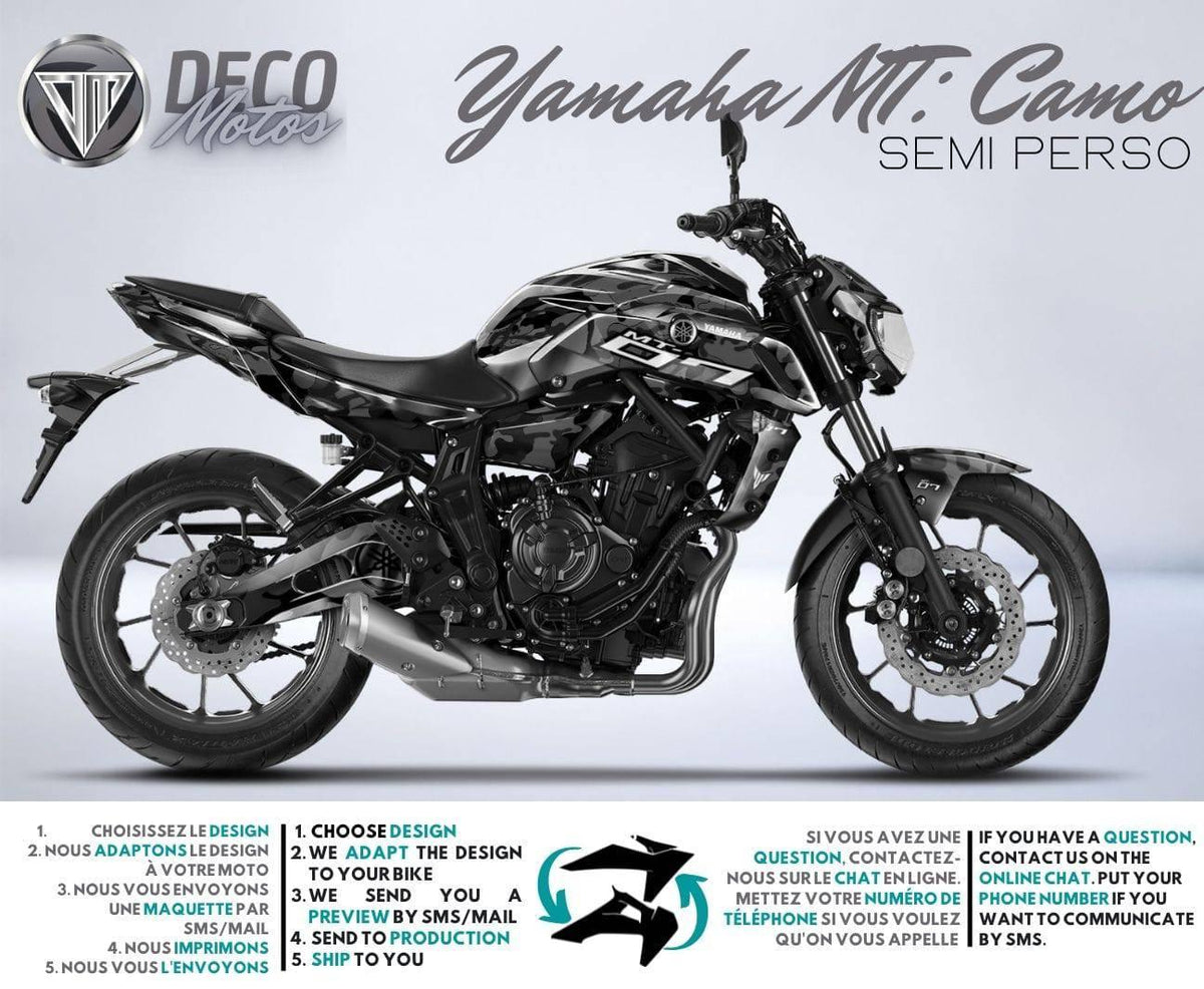 Kit Déco Yamaha MT 125 / MT 03 / MT 07 / MT 09 / MT 10 Semi-Personnalisé - CAMO