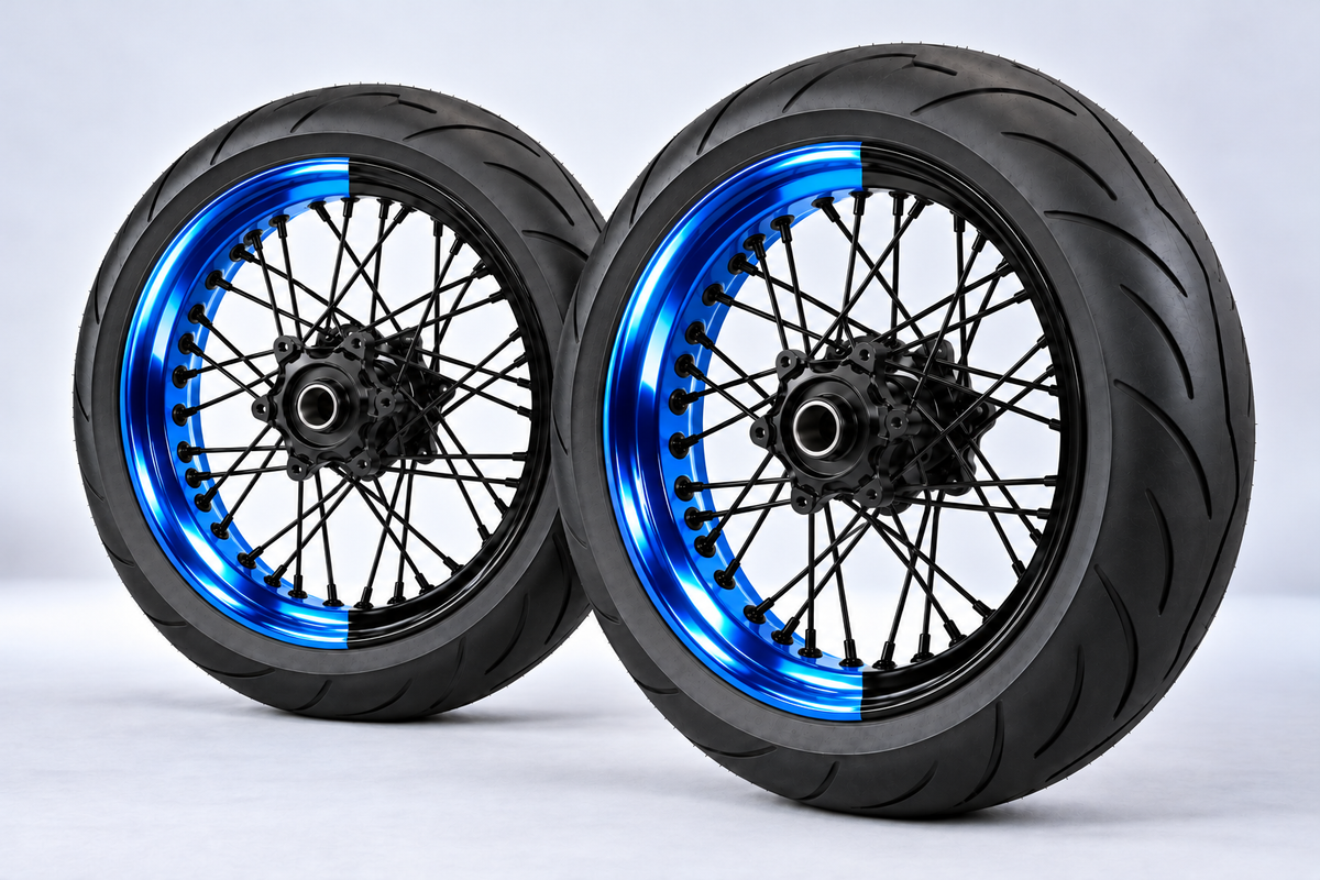 Stickers Demi-Jantes CHROME Bi-ton (50/50 Supermoto)