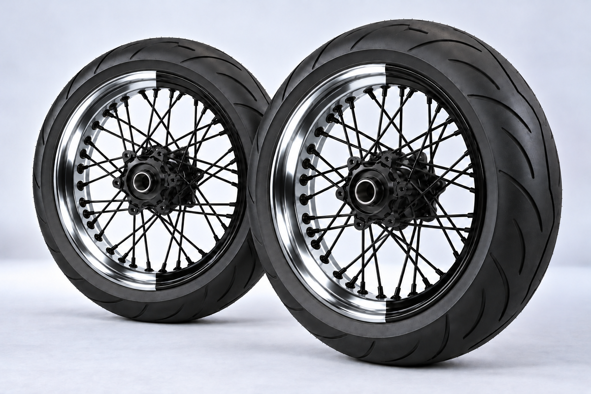 Stickers Demi-Jantes CHROME Bi-ton (50/50 Supermoto)