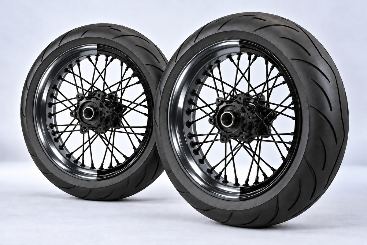 Stickers Demi-Jantes CHROME Bi-ton (50/50 Supermoto)