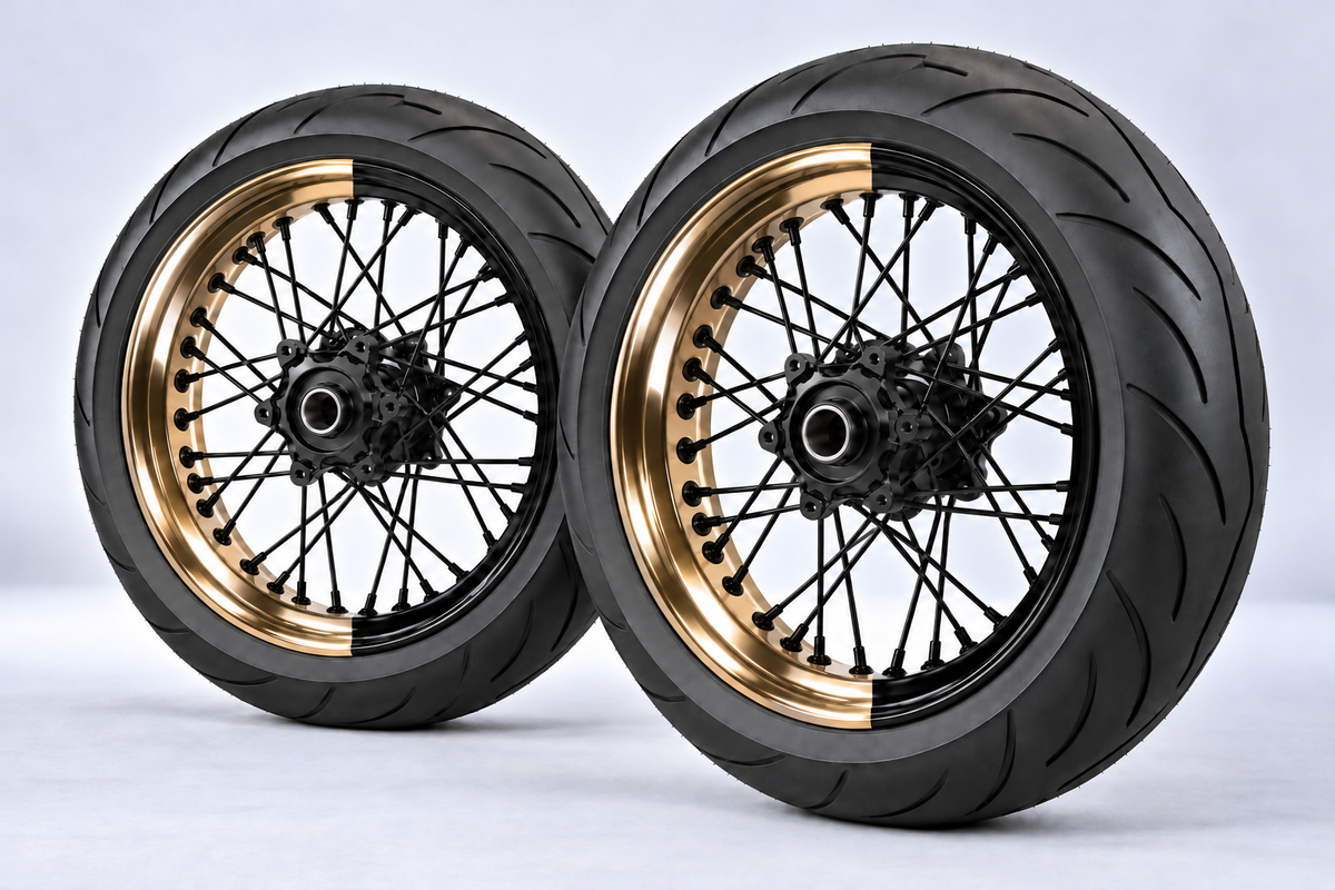 Stickers Demi-Jantes CHROME Bi-ton (50/50 Supermoto)