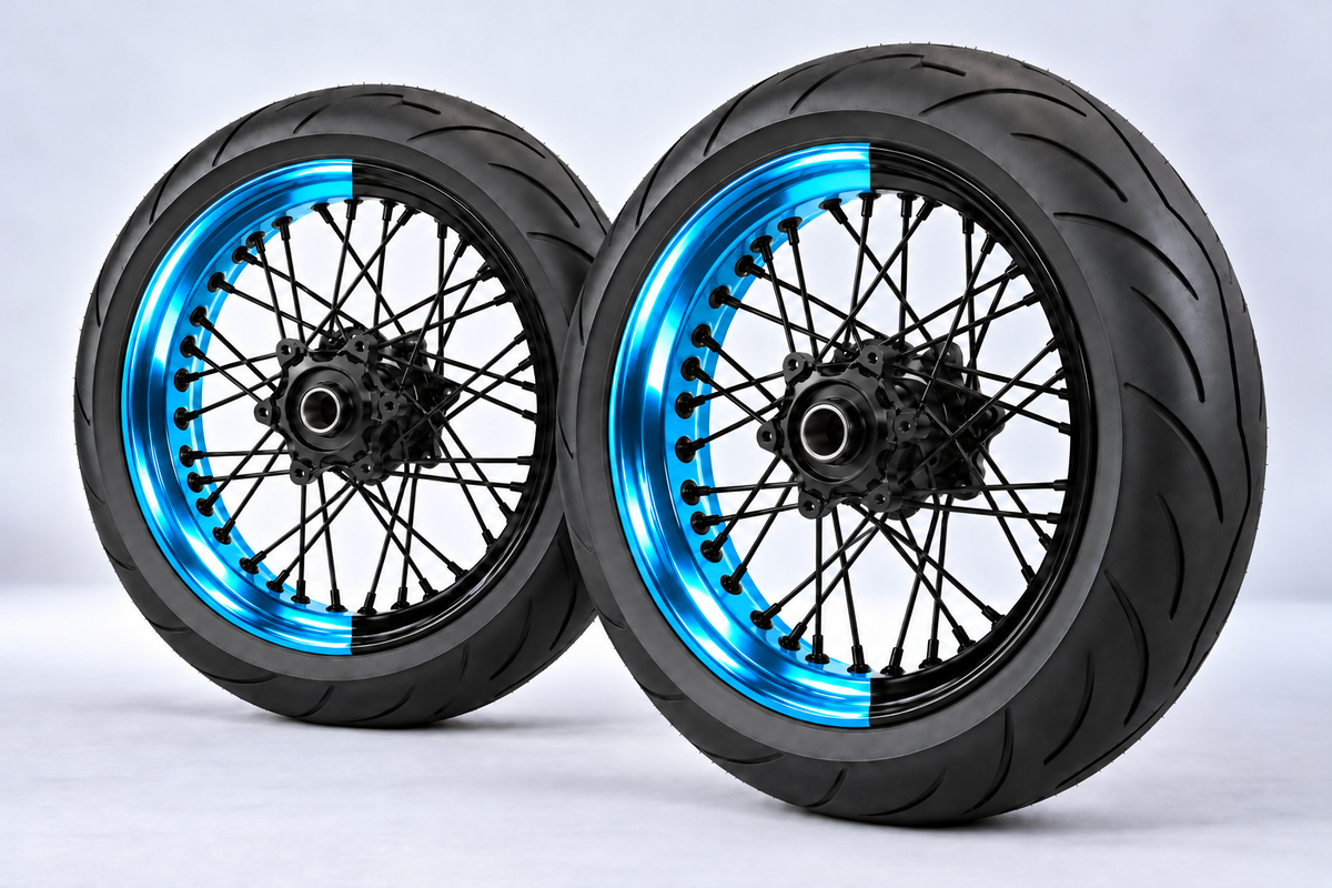 Stickers Demi-Jantes CHROME Bi-ton (50/50 Supermoto)