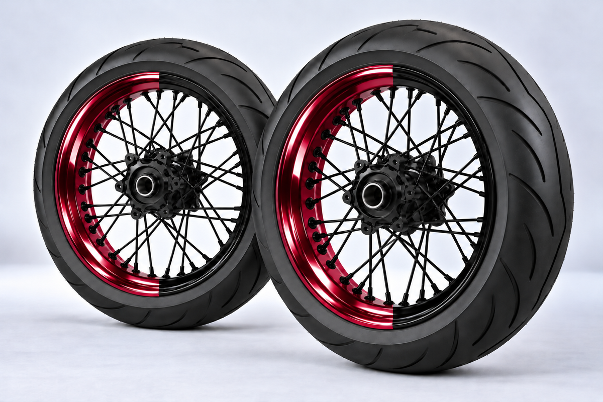 Stickers Demi-Jantes CHROME Bi-ton (50/50 Supermoto)