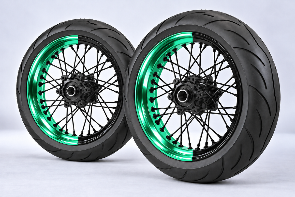 Stickers Demi-Jantes CHROME Bi-ton (50/50 Supermoto)