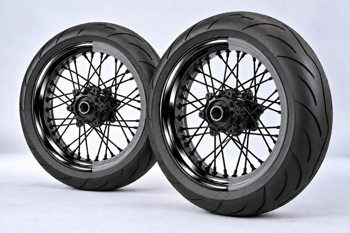 Stickers Demi-Jantes CHROME Bi-ton (50/50 Supermoto)