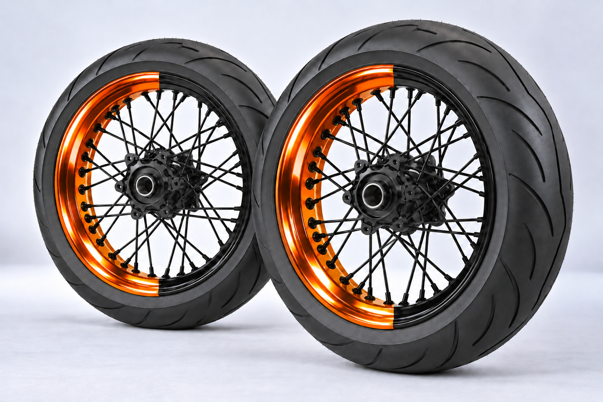 Stickers Demi-Jantes CHROME Bi-ton (50/50 Supermoto)