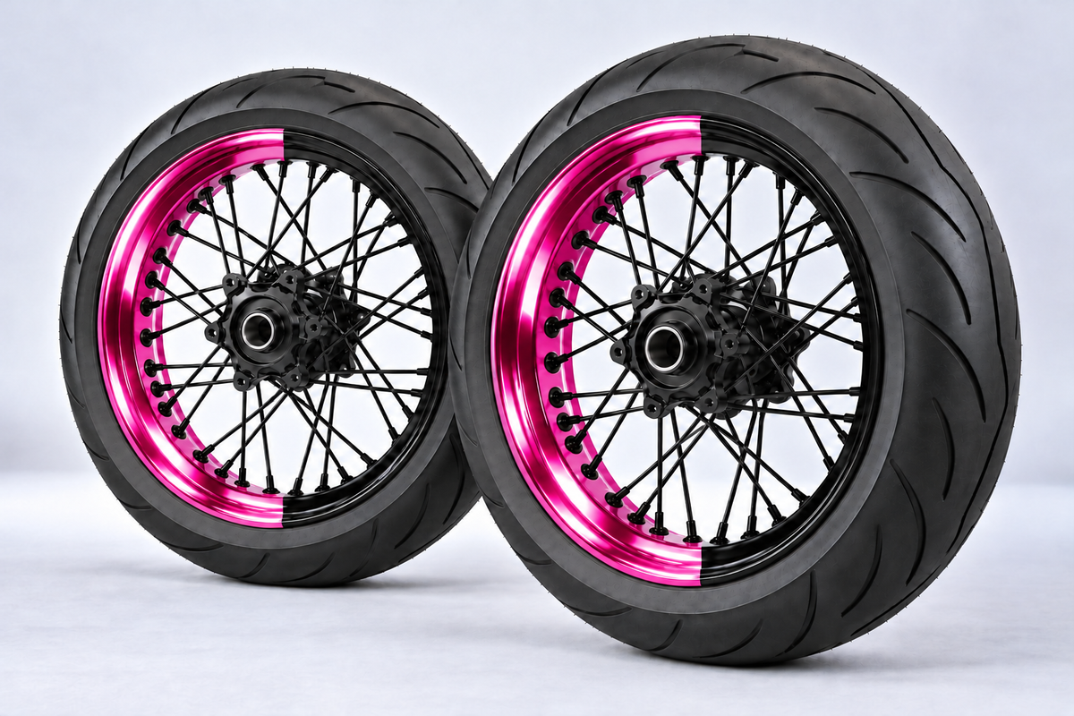 Stickers Demi-Jantes CHROME Bi-ton (50/50 Supermoto)