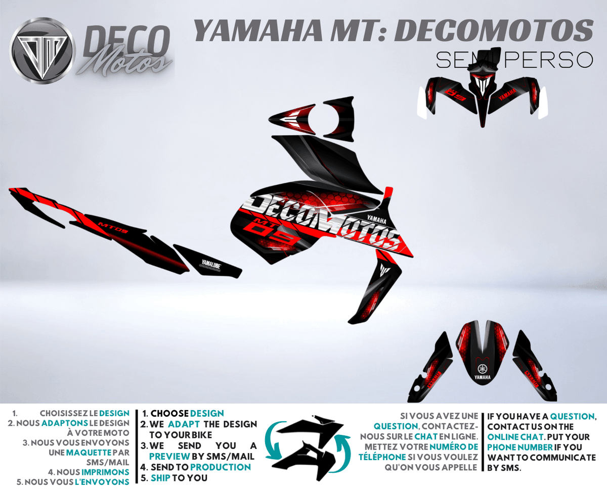 Kit Déco Yamaha MT 125 / MT 03 / MT 07 / MT 09 / MT 10 Semi-Personnalisé - DECOMOTOS