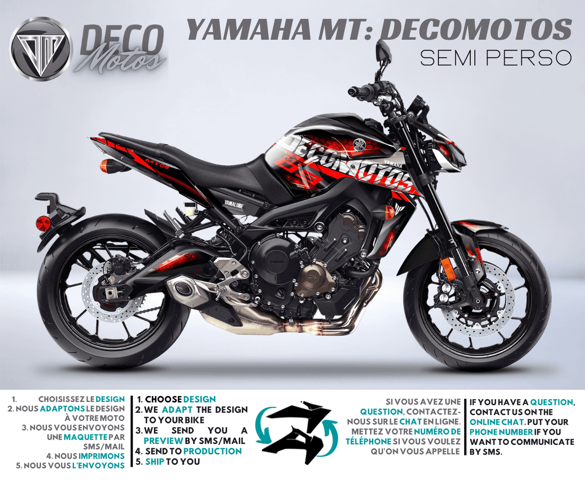 Kit Déco Yamaha MT 125 / MT 03 / MT 07 / MT 09 / MT 10 Semi-Personnalisé - DECOMOTOS