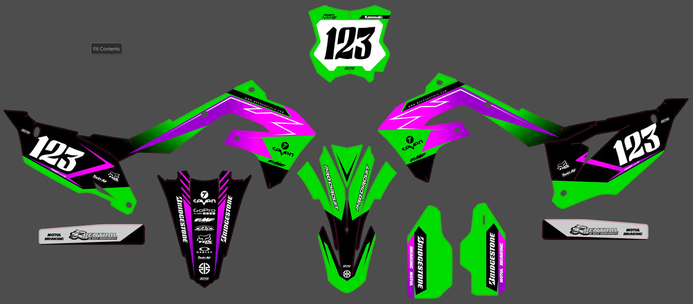 kit gráfico Kawasaki KXF 250 2021-2024 & KXF 450 2019-2023 - Vyrnex