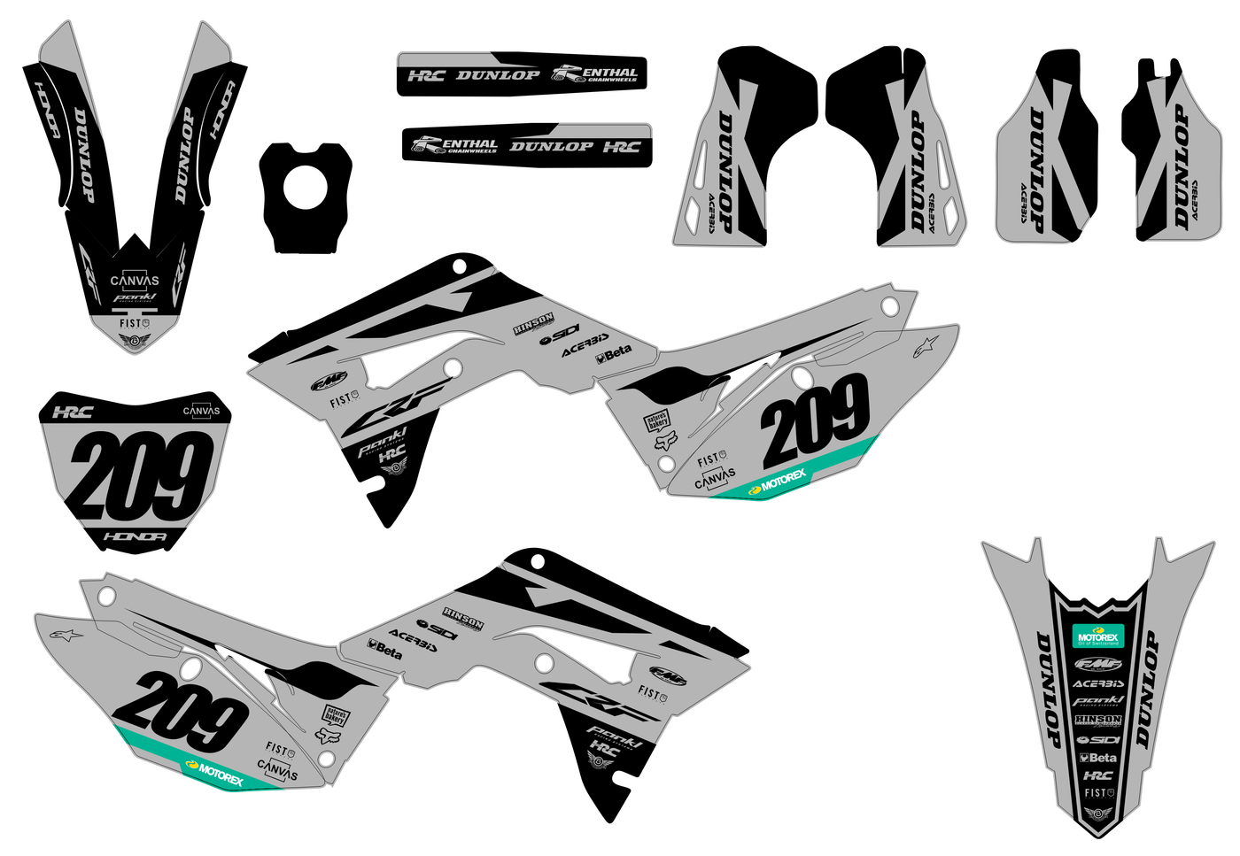 Dekor-Kit HONDA CRF 450 2017-2020 CRF 250 2018-2021 - GRUVEX