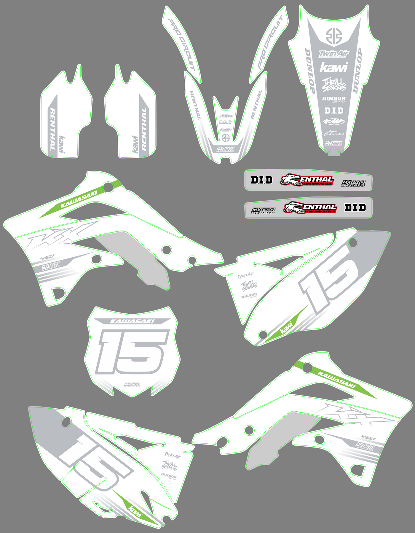 Dekor-Kit KAWASAKI KXF 450 2012-2015 - ZANTRAX