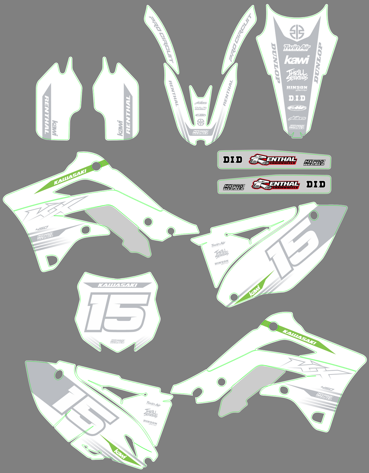 graphics kit KAWASAKI KXF 450 2012-2015 - ZANTRAX