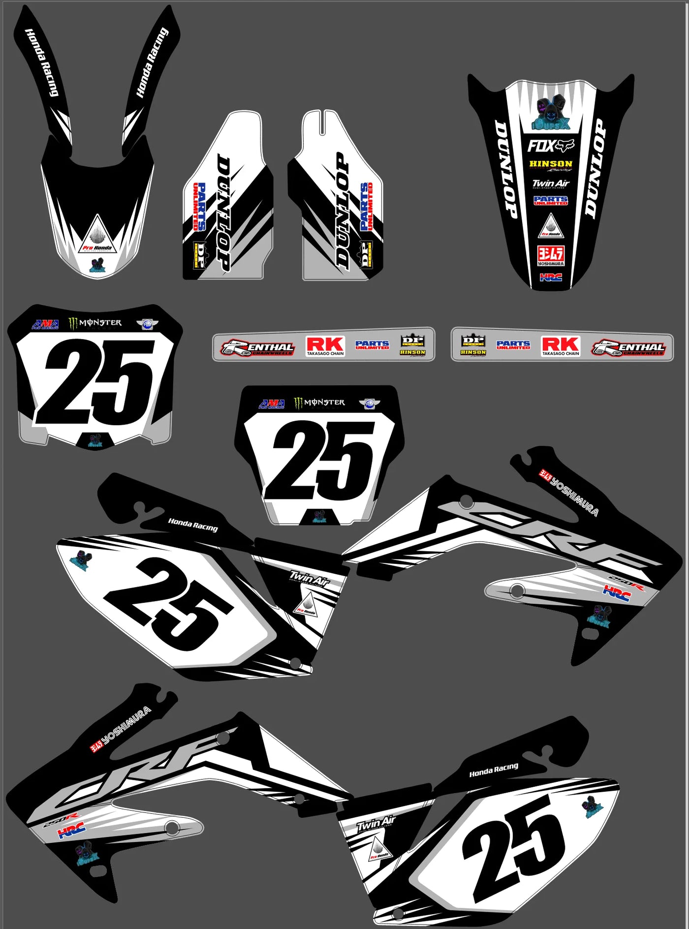 Kit déco HONDA CRF 250 2004-2009 - VEXTOR