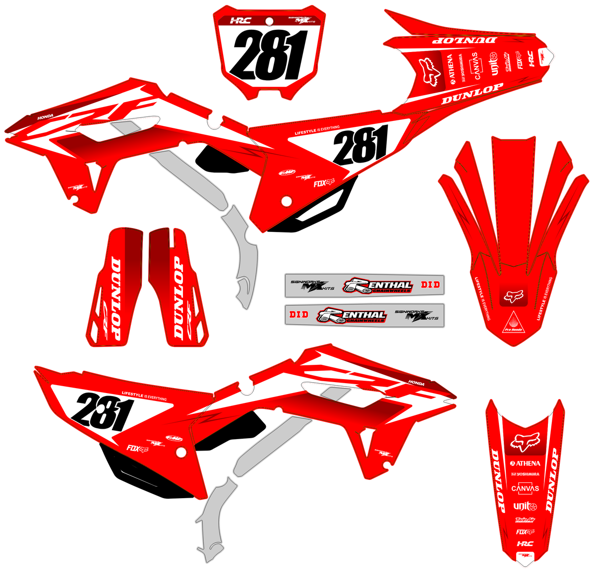 Honda CRF 250 2022-2024 & CRF 450 2021-2024 graphics kit - ZYNKOR