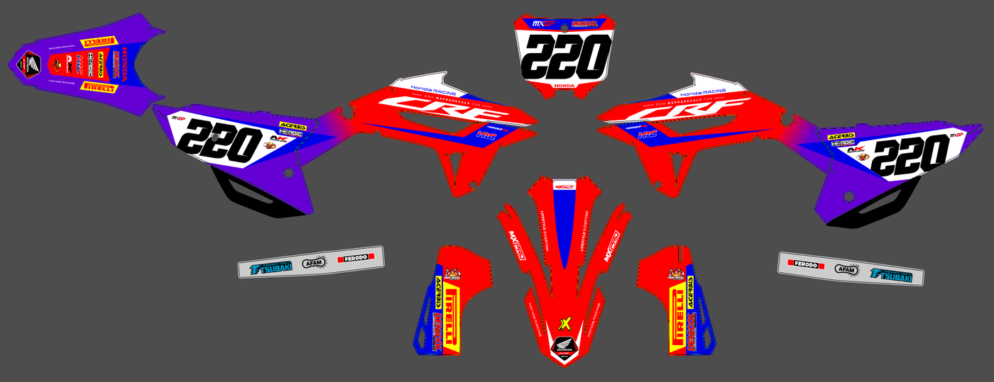 Kit déco Honda CRF 250 2022-2024 & CRF 450 2021-2024 - VULTRIX