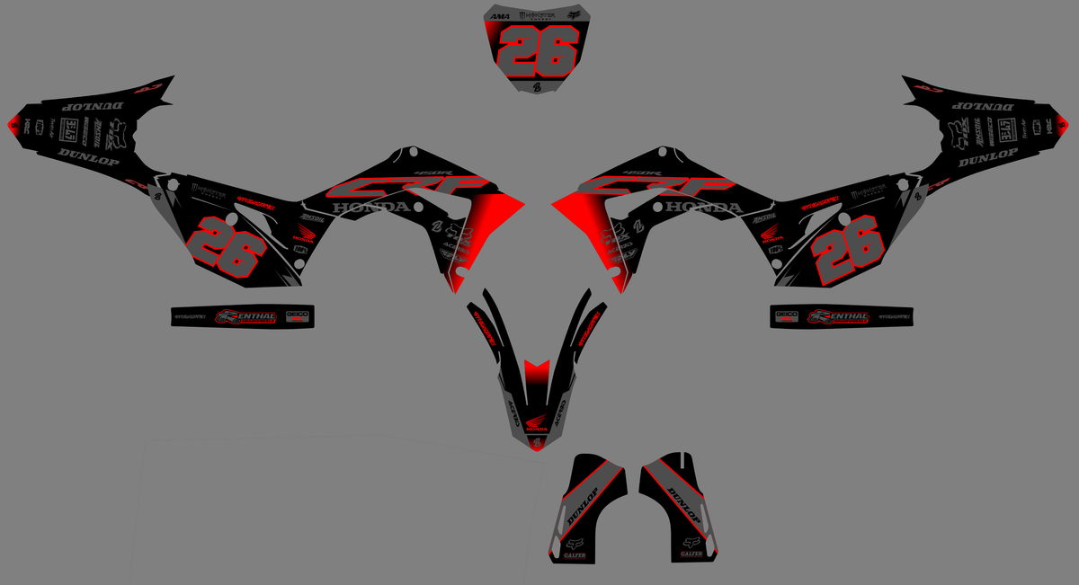 Honda CRF 450 2017-2020 & CRF 250 2018-2021 graphics kit - VOLTIX