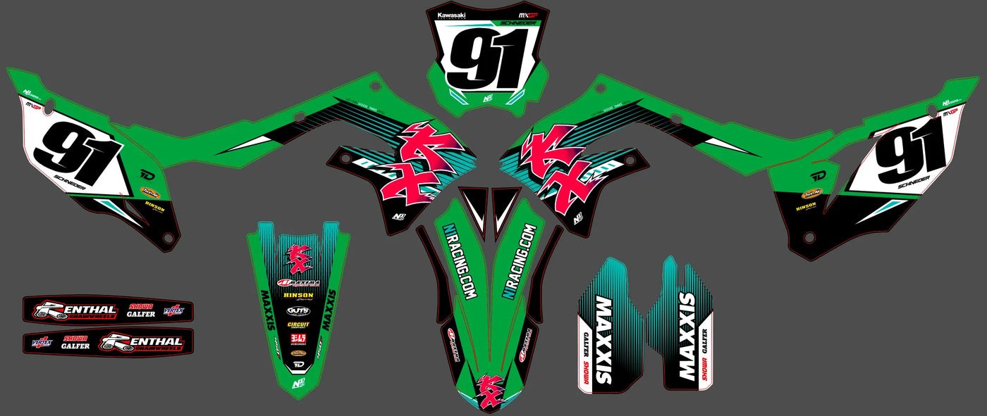 Graphics kit Kawasaki KXF 250 2021-2024 & KXF 450 2019-2023 - Orvex