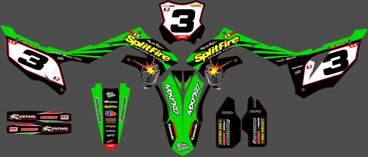 kit gráfico Kawasaki KXF 250 2021-2024 y KXF 450 2019-2023 - Dynixa