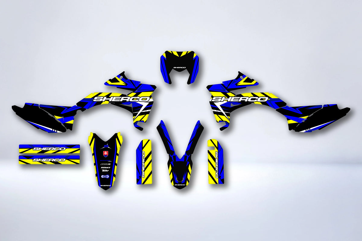 Kit de adhesivos Sherco SE-R SM-R 50cc 2013-2026 - AZUL AMARILLO