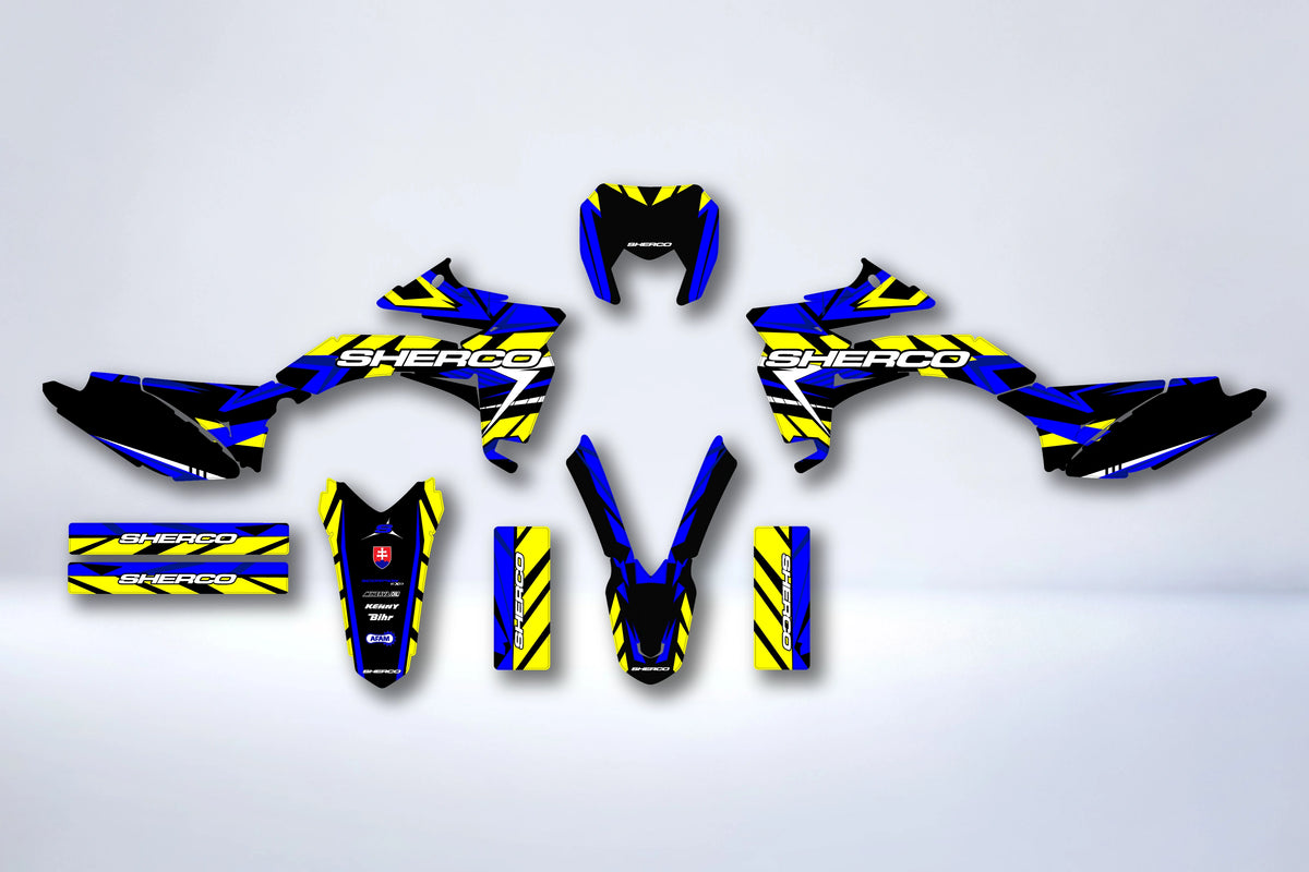 Kit de adhesivos Sherco SE-R SM-R 50cc 2013-2026 - AZUL AMARILLO