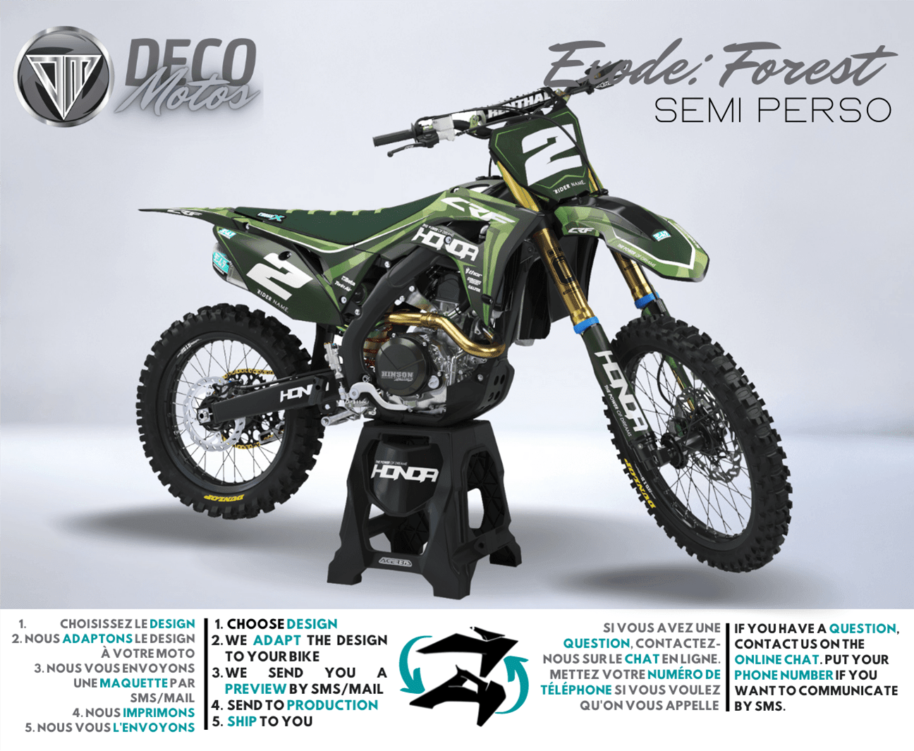 kit gráfico HONDA CRF 250 2022-2024 & CRF 450 2021-2024 - Floresta v2