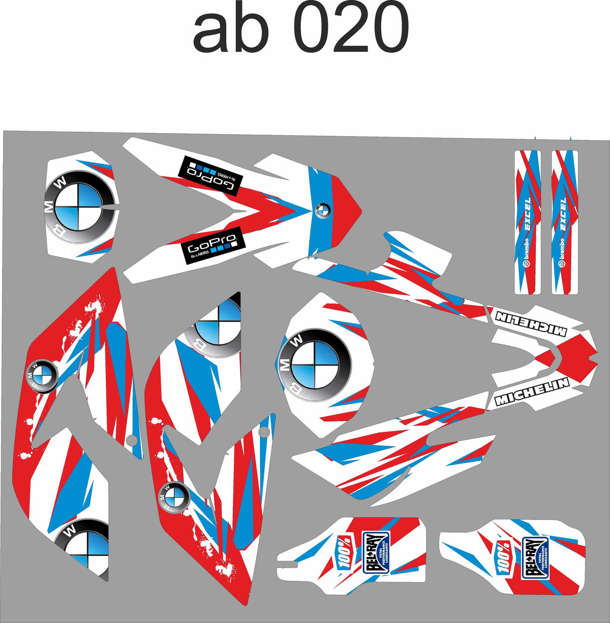 graphics kit BLUE RED - BMW G 650 X Challenge