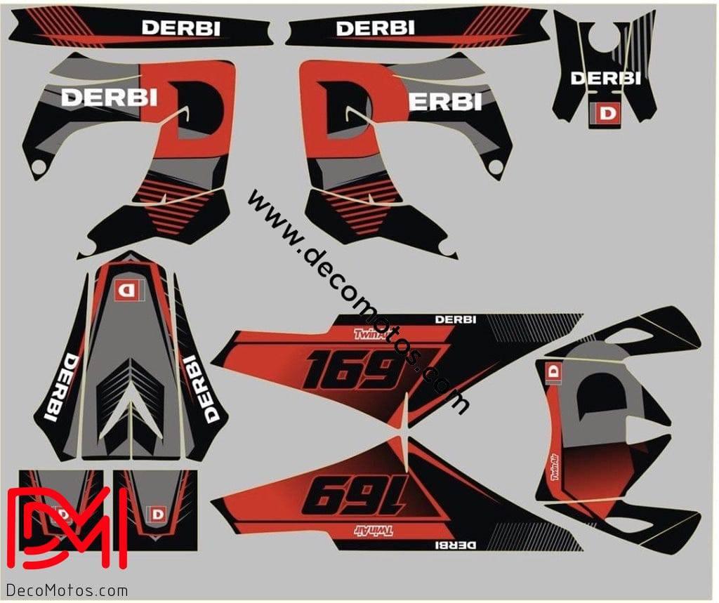 DERBI Victoria Bull Tun'R GREY RED fairing decoration kit